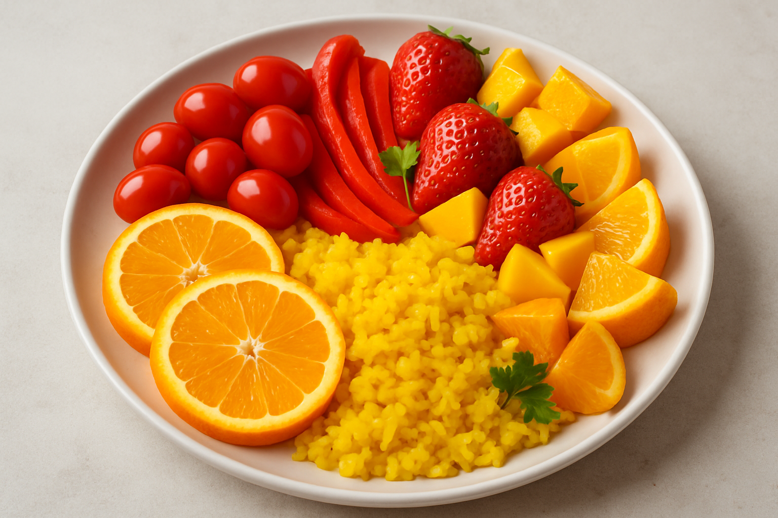 Colores en la comida: rojo y amarillo estimulando el apetito.