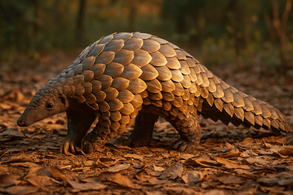 Pangolín cubierto de escamas