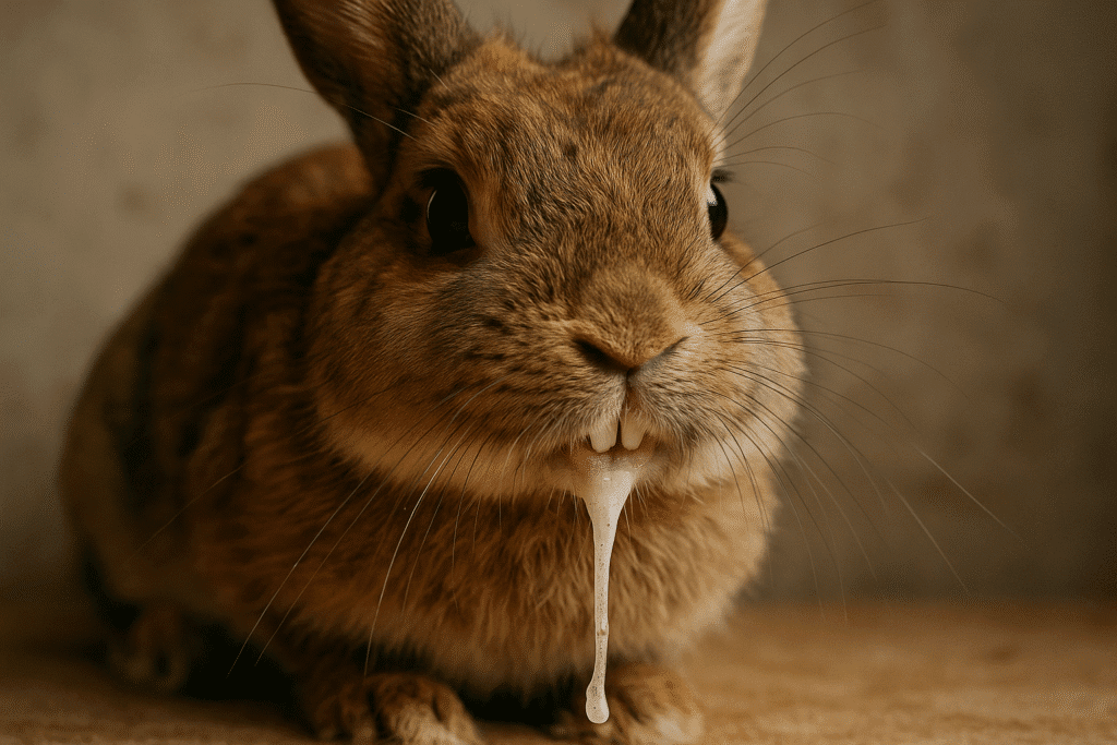 Conejo salivando excesivamente