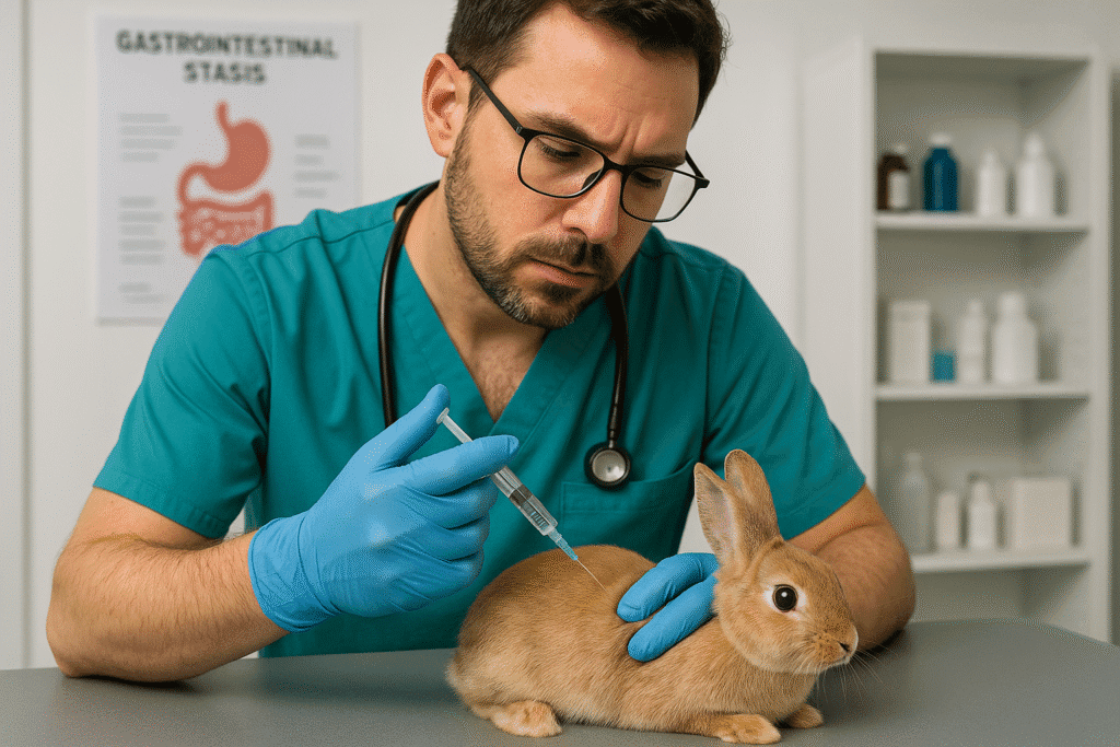 Veterinario tratando a un conejo