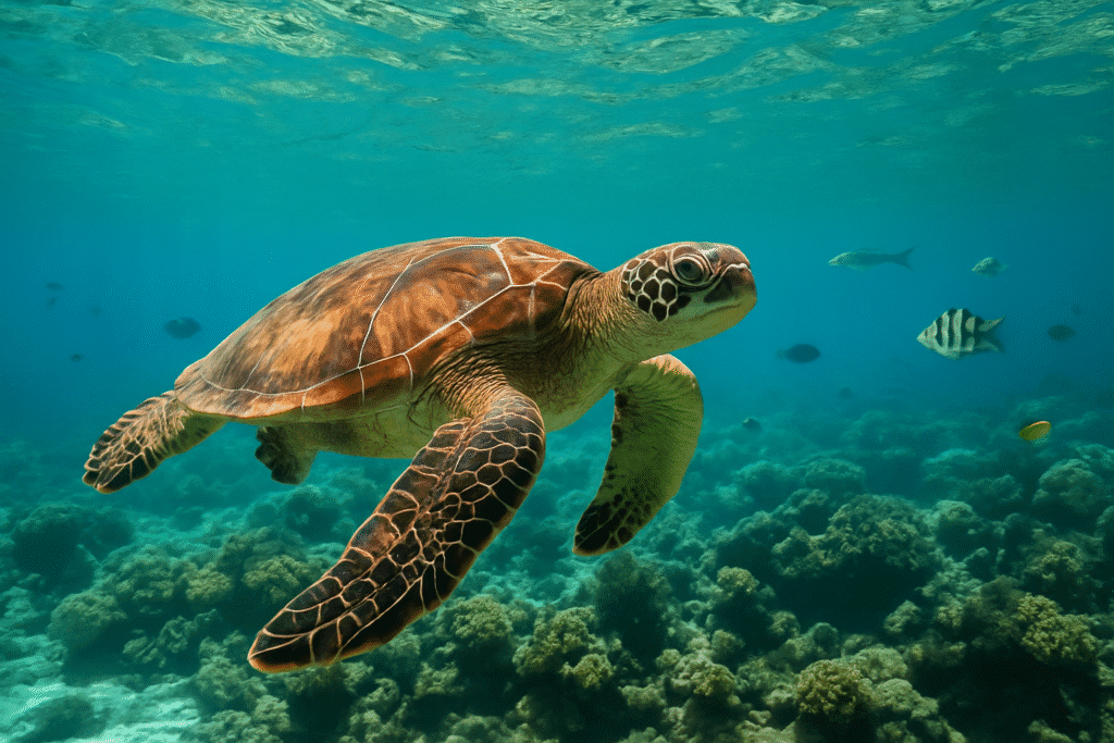 Tortuga marina en su hábitat natural
