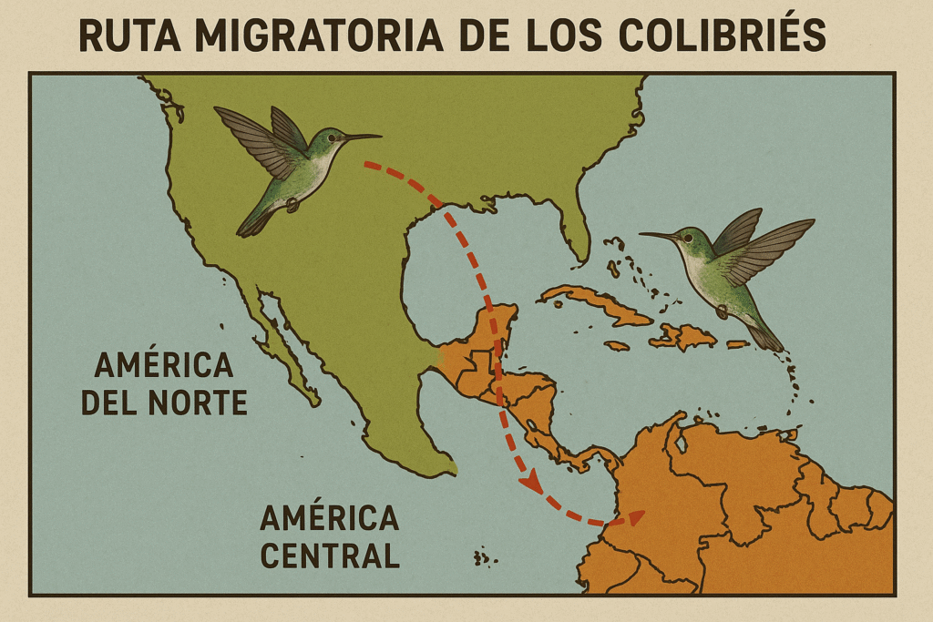 Ruta migratoria de los colibríes