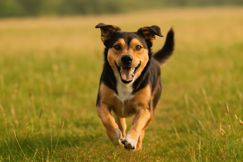 Perro corriendo en campo