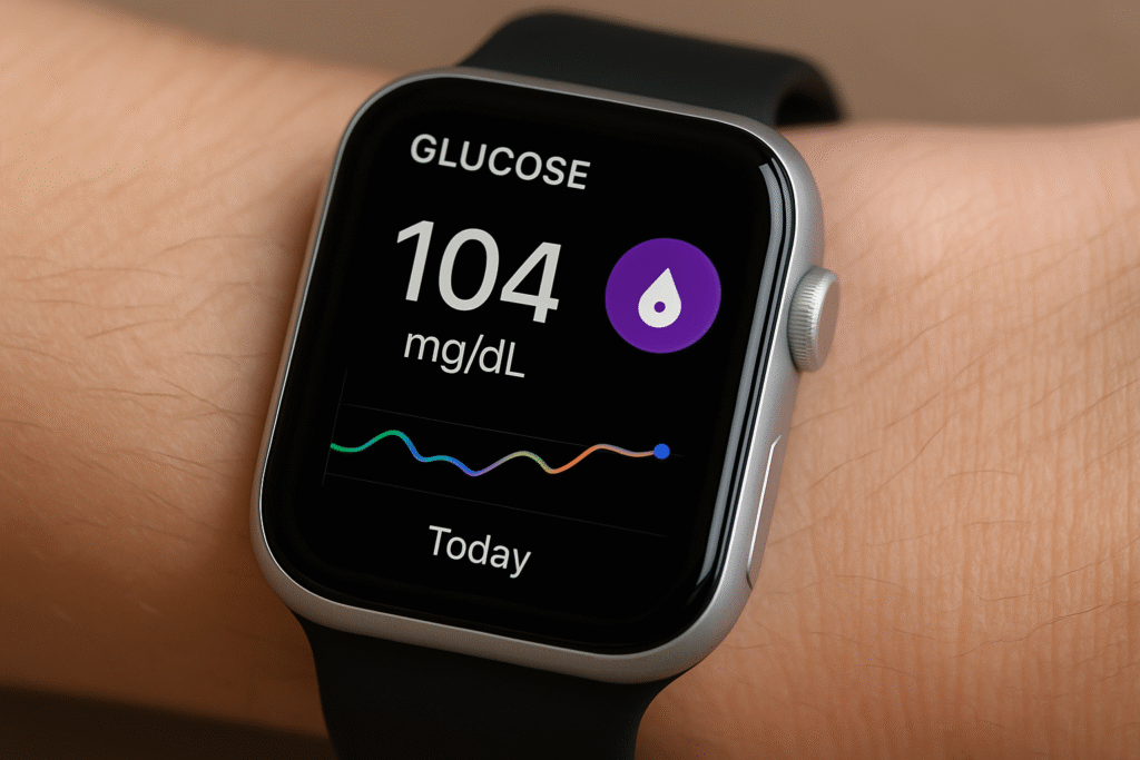 Reloj inteligente midiendo la glucosa