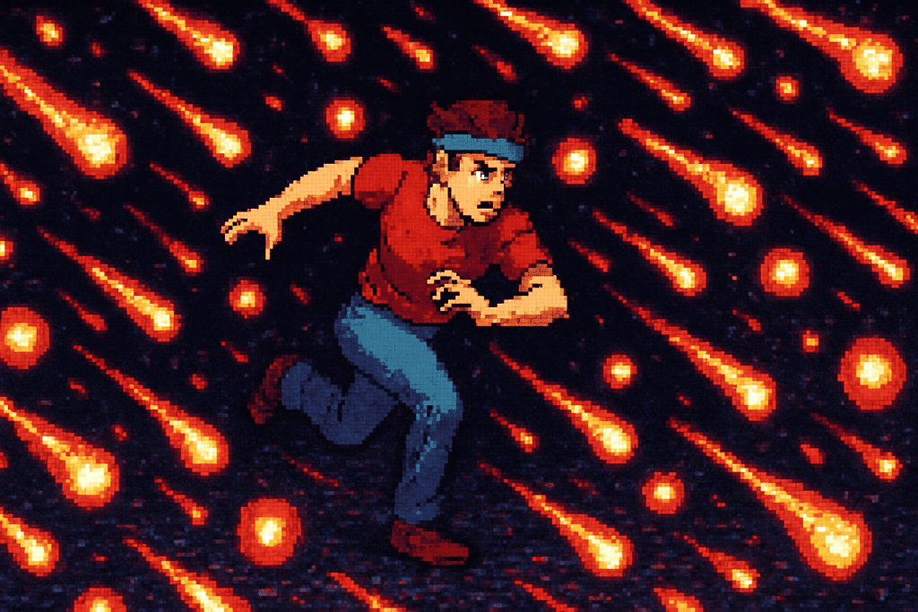 Jugador esquivando proyectiles en bullet hell