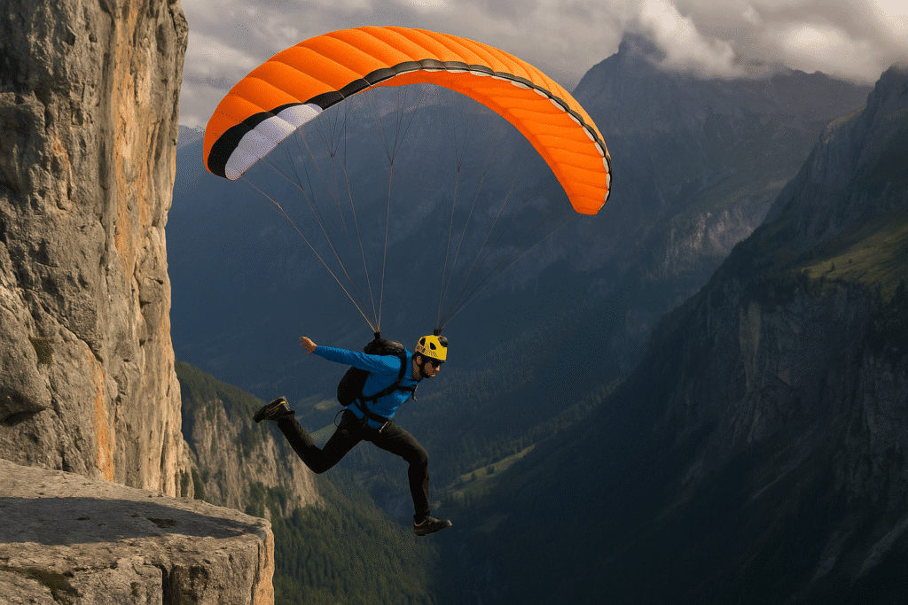 Uli Emanuele saltando en speedflying