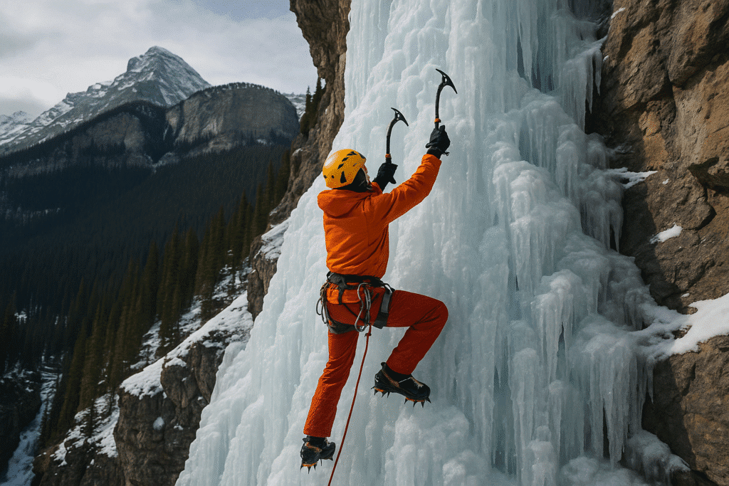 Escalador en Banff, Canadá