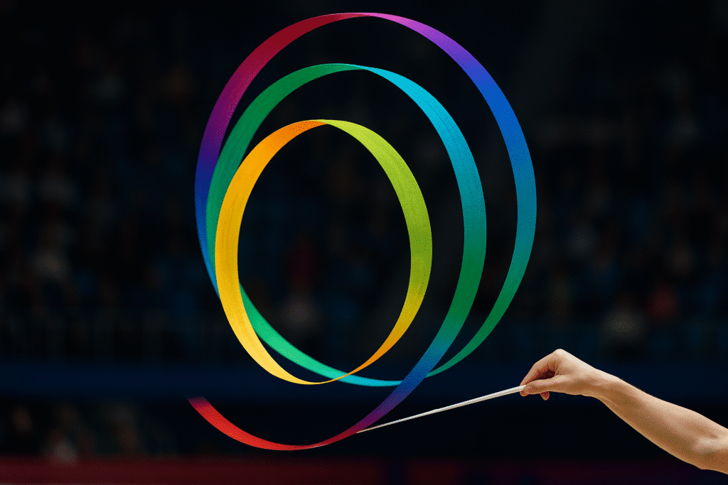 cinta formando círculos perfectos en gimnasia rítmica