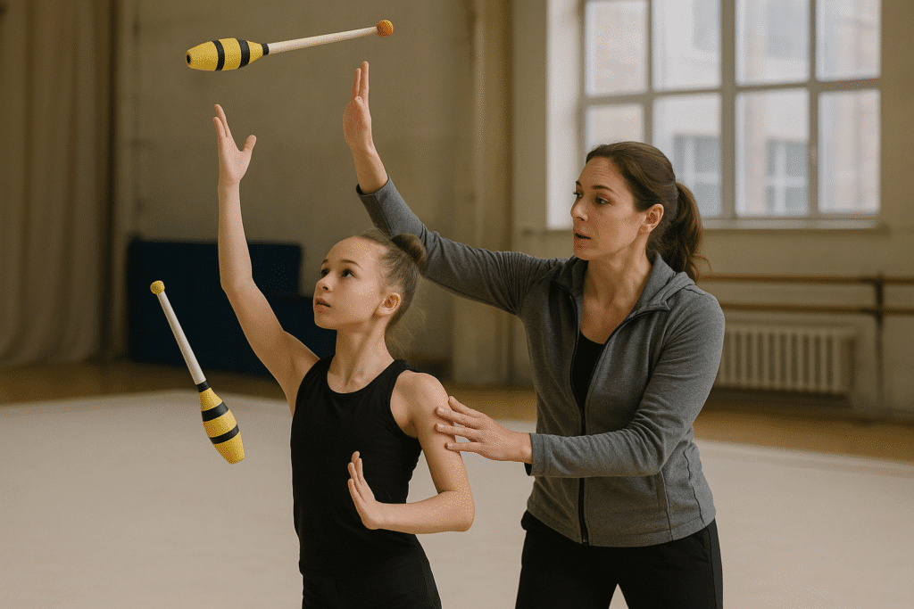 entrenadora corrigiendo técnica de intercambio ciego