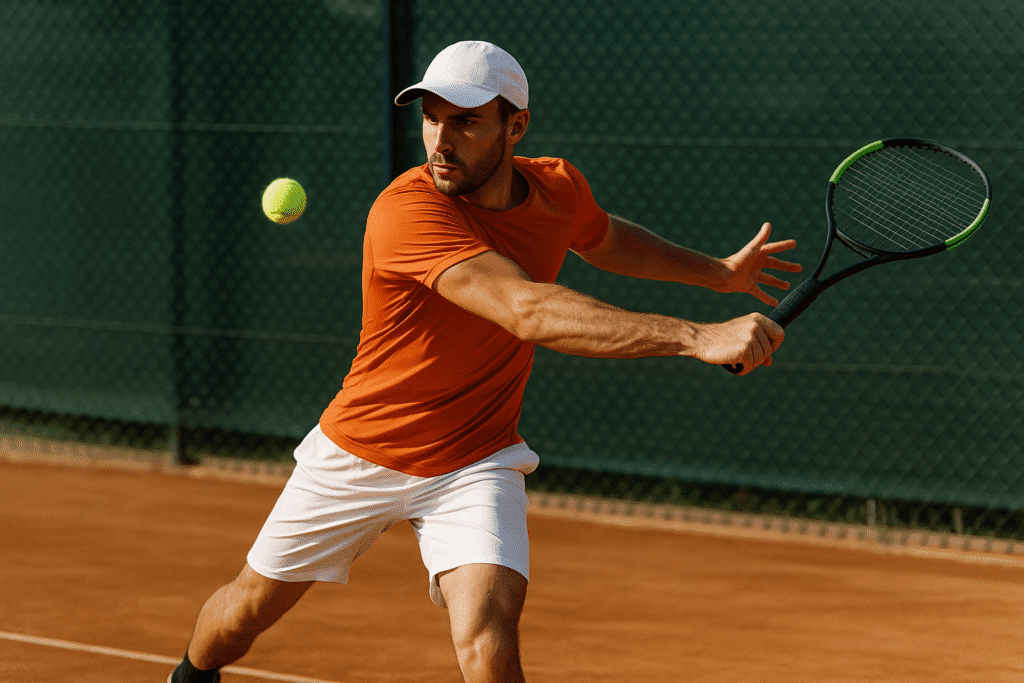 tenista en pleno swing de inside-out