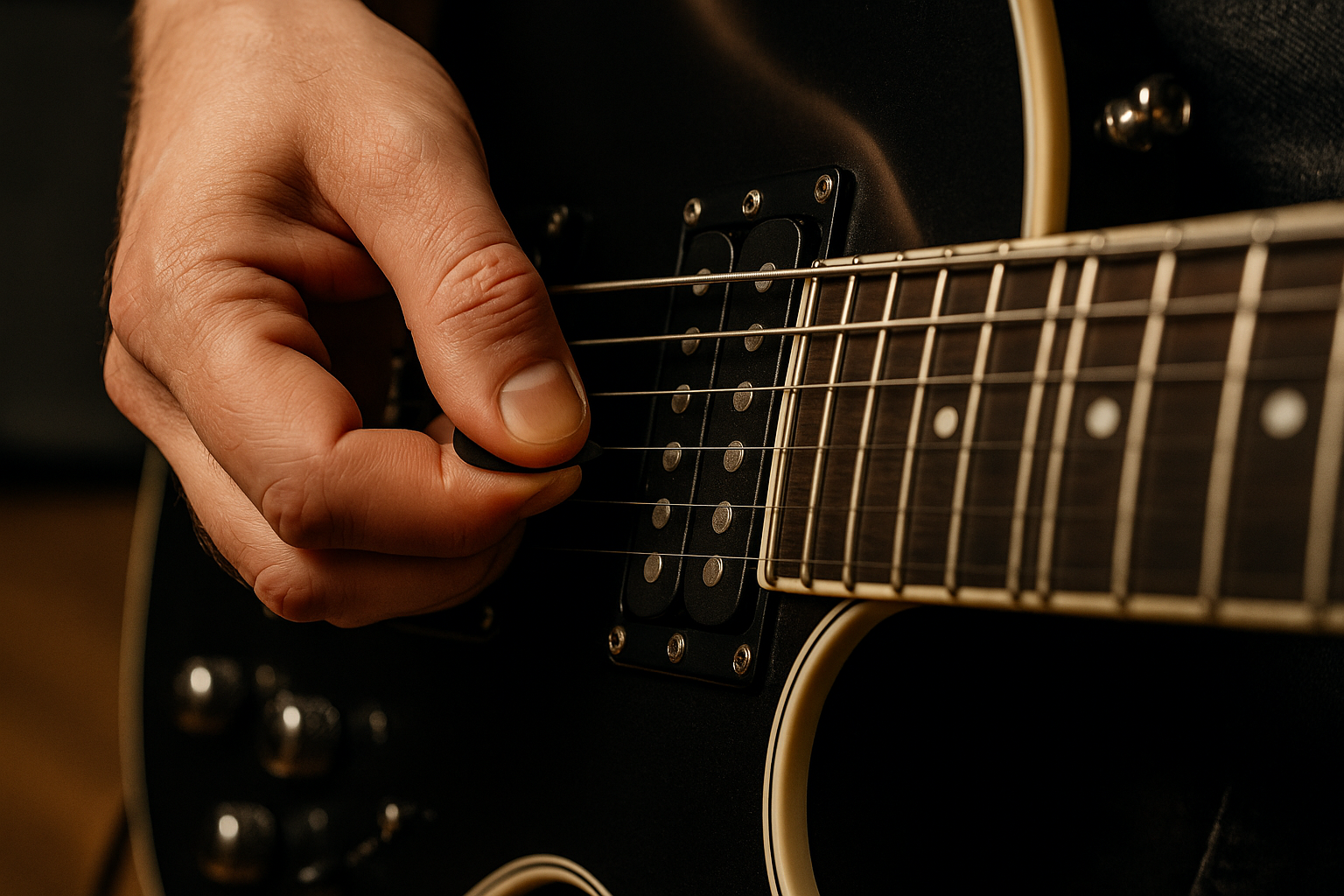 mano derecha ejecutando armónico pinchado