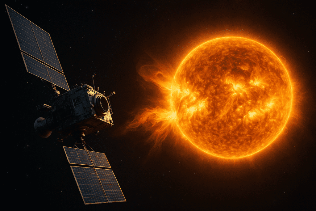 satélite observando actividad solar