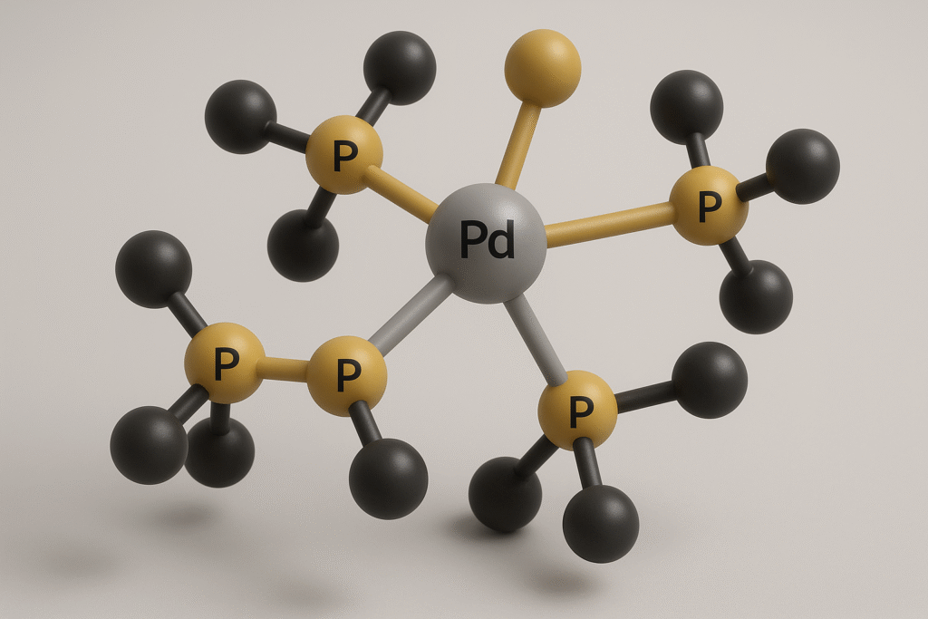 estructura molecular de un complejo de paladio con ligandos