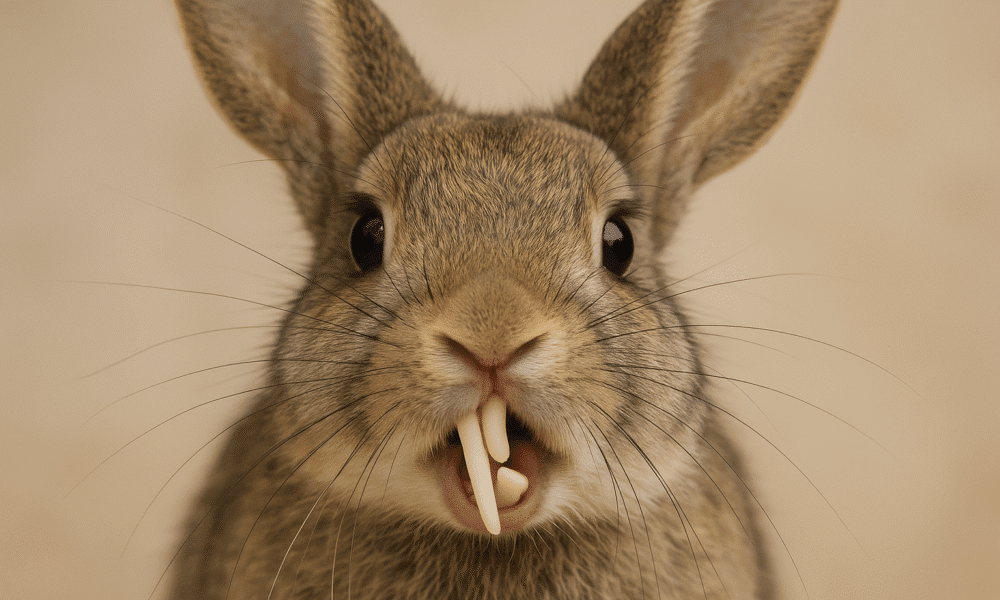 Conejo con maloclusión dental