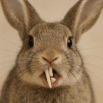 Conejo con maloclusión dental