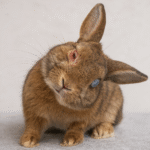Conejo con síntomas de enfermedad Cuniculi