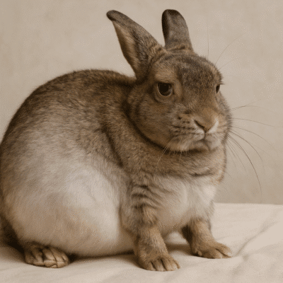 Conejo con distensión abdominal