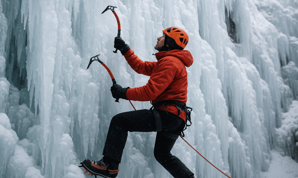Escalador en cascada de hielo