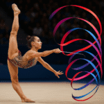 gimnasta realizando espiral con cinta