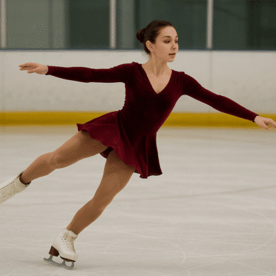 patinador ejecutando cambio de filo en twizzle