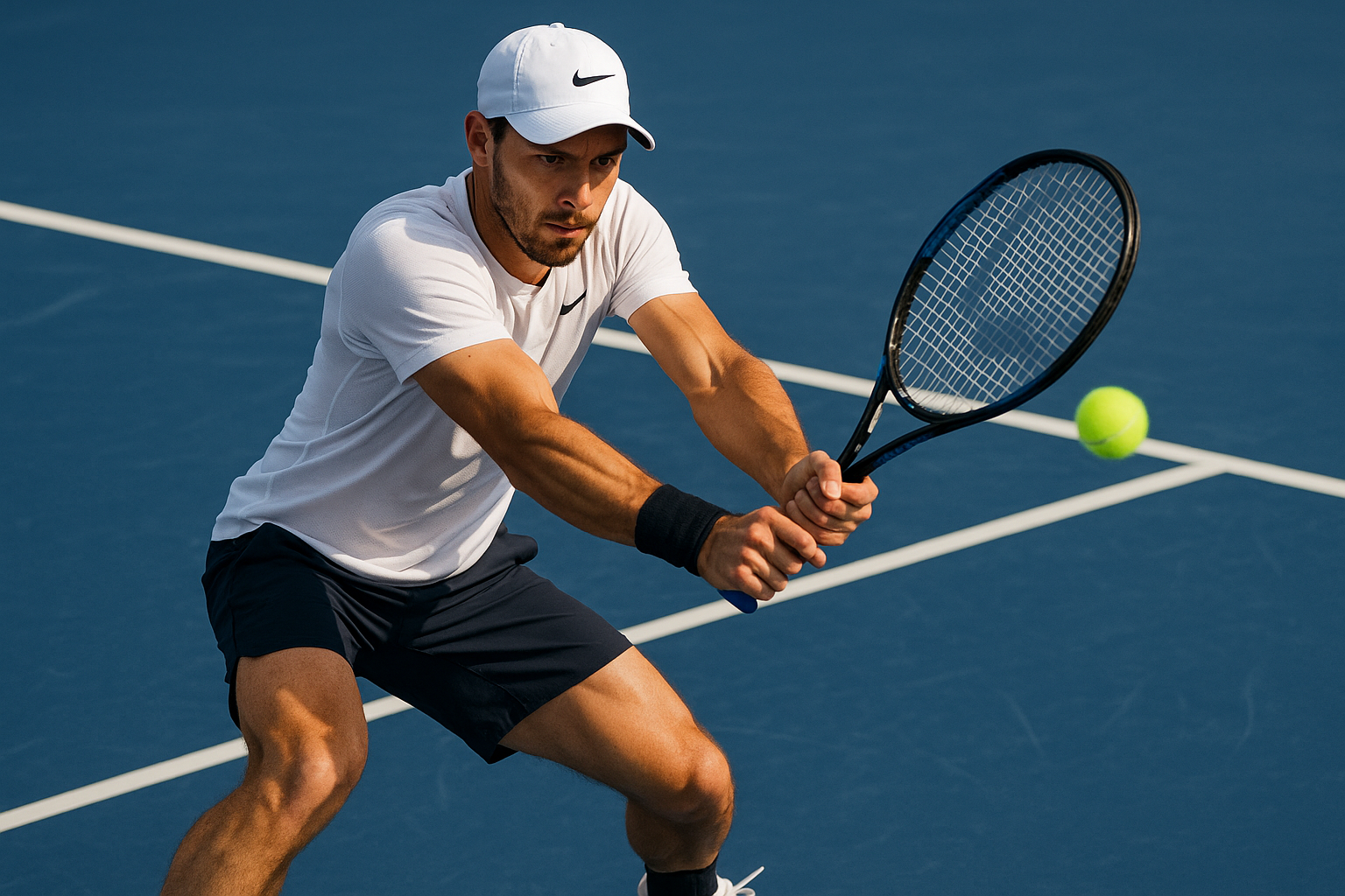 tenista ejecutando resto bloqueado de revés