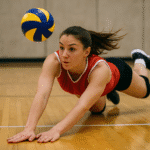 jugadora realizando defensa en pancake en voleibol
